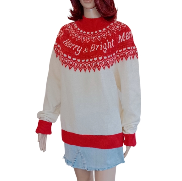 Holiday Time Merry & Bright Christmas Sweater - Picture 1 of 8